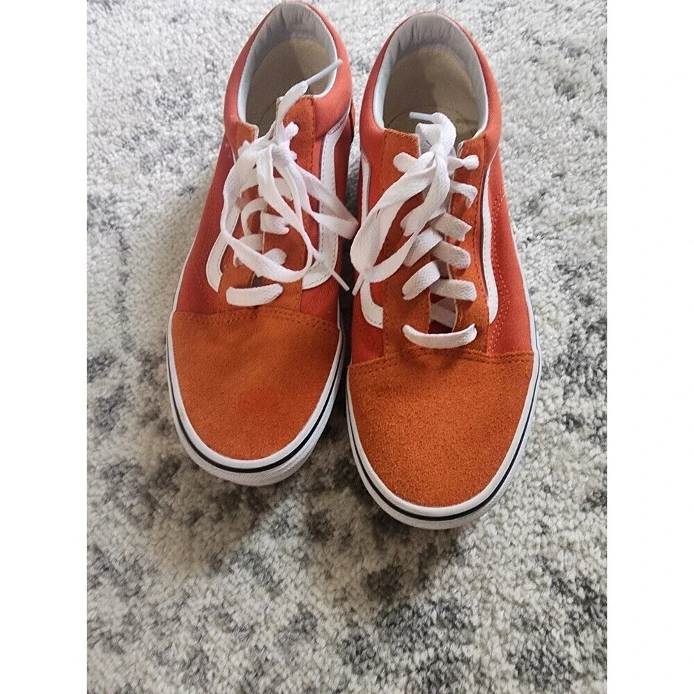 Vans Old Skool Orange Skate Canvas Low Top Lace Up Shoes US Kids Size 7